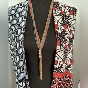 Julie B Long Colorful Multi Chain Necklace Statement Rainbow Boho Fun Vibe